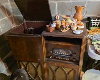 Antique radio record player.