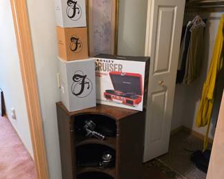 Fenton boxes are empty, but there are Fenton items on the fireplace mantle.