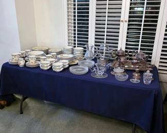 Villeroy  & Boch china, Waterford crystal, silver serving ware