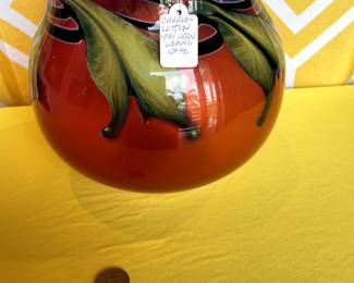 charles lotton, 1991, featuring cranberry leaves, 9"H