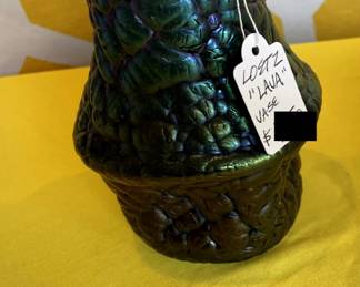 loetz "lava" vase, circa 1900, approx 5"H