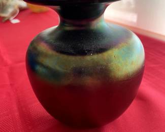 fenton 1972, iridescent ionized vase, 5" tall