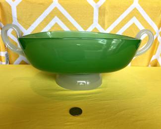 steuben green and white compote, early 20th century