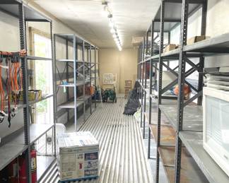 inside of semitruck trailer, comes with lighting and storage shelves