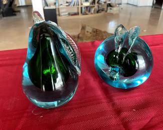 murano book ends, apple & pear