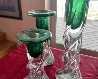 czech candle holders, graduated trio