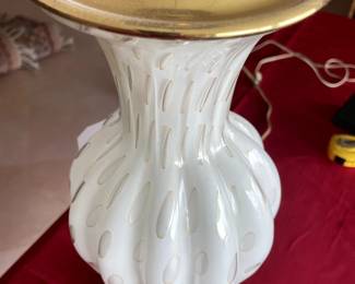 alfredo barbini, murano lamp, vintage -- design is circles edged in gold