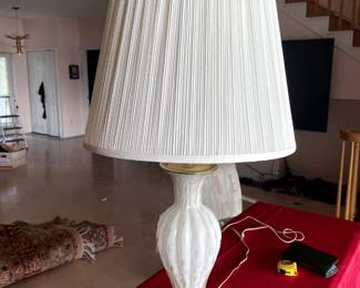 alfredo barbini, murano lamp, vintage -- design is circles edged in gold