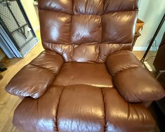 Brown leather recliner rocker