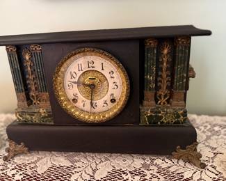 Antique Lions Head Mantle Clock