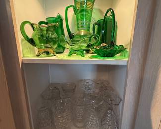 Vintage Green Bohemian Glassware