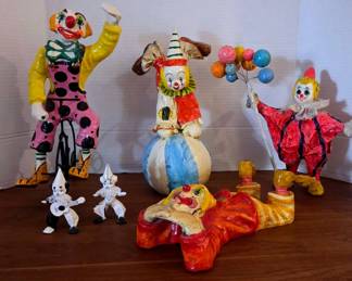 Paper Mache Clowns 1 Signed