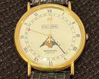 Vintage 18k Gold Plated Mens Watch Raymond Weil