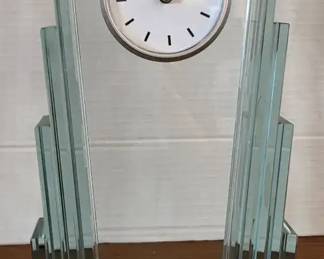 Linden Green Art Deco Glass Mantle Clock