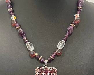 Purple Stone Beaded Necklace
