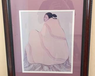 Lady in a Yellow Blanket R. C. Gorman Lithograph SignedNbrd
