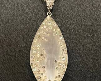 Alexis Bittar Crystal Encrusted Lucite Pendant W Silver Chain