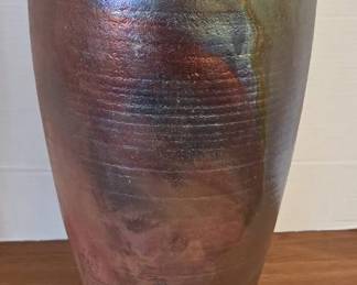 Tall Raku Pot. Signed