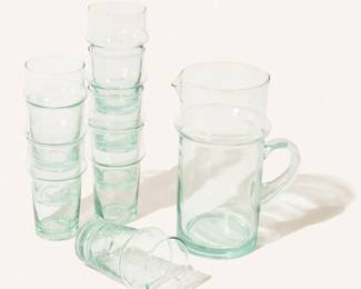 Voyage Web Product Water Glasses Pitcher Crystal Blue