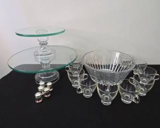 Val Saint Lambert Crystal Serving Bowl And Glass