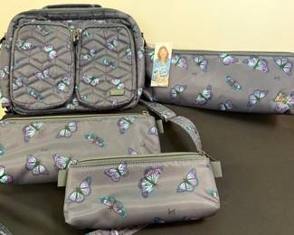 004 LUG Crossbody Bag and Travel Accessories Bags Butterfly Grey Pattern Never Used Matches LE003DIN