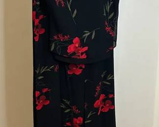 Joseph Ribkoff Womans Black Floral Palazzo Pants Top