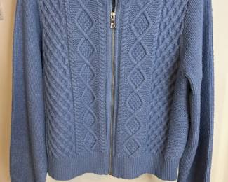 Ann Taylor Weekend Soft Blue Zippered Sweater Sz M
