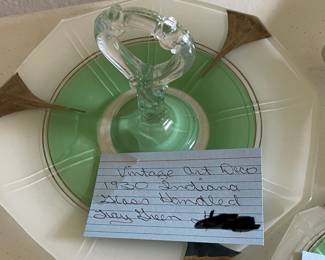 Vintage Art Deco glass handle tray 