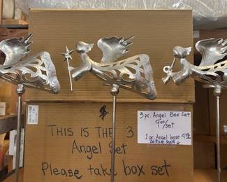 3 Piece metal angel set for tealights. Lovely on your mantle. 
