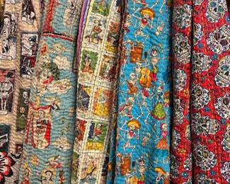 Hand stitched rali quilts in wonderful Day of the Dead Alexander Henry fabrics. 100% cotton and double sided!