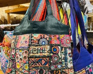 Embroidered patchwork handbags. Made from vintage textiles.