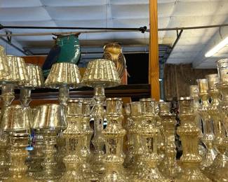 Mercury glass candlesticks and votives. Add sparkle to your Christmas decor.