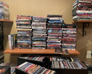 Over 100 DVDs and over 300 CDs