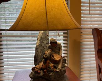 Plaster Cast Southwestern/ Native American Themed Figural Table  Lamp