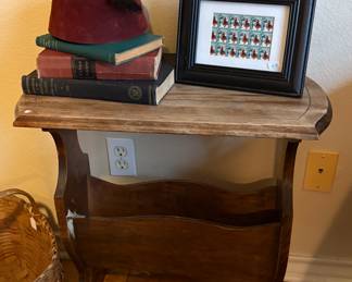Vintage Wooden Magazine Rack Side Table 