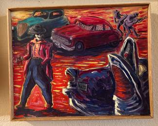 "Las Carruchas" by Raul Servin                                          Framed Size:  10 in x 7 in