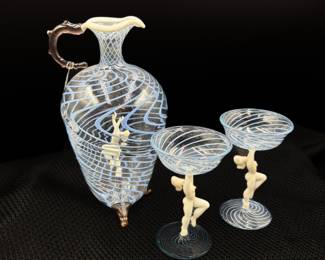 Bimini Art Glass Decanter and Cordials