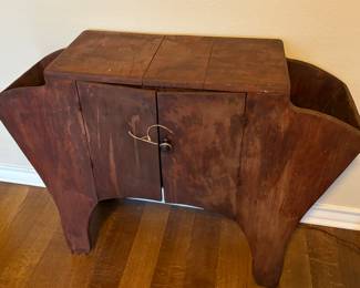  Primitive, Hand Built Wooden Dry Sink–Style  Cabinet with Built-in Side Bins 