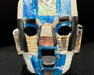Vintage Mayan Aztec Semi Precious Stone Mask - 1970's