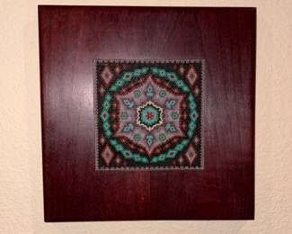 Loom Beaded Mandala/ Geometric Pattern Framed Into A Solid Wood Panel