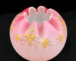 Vintage Pink Satin Glass Rose Bowl Vase