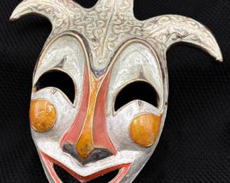 Vintage Brass Mardi Gras Jester/ Comedy Mask Wall Decor