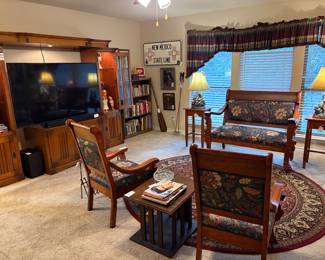 Carved Wood "Victorian" Reproduction Arm Chairs and Love Seat