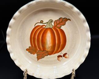 EarthernWare Pumpkin Acorn Fall Deep Dish Pie Plate