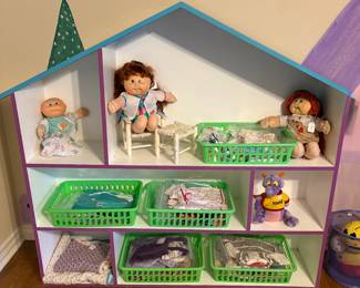 Vintage Cabbage Patch Dolls/ Clothes and Doll House/ Toy Storage Cabinet