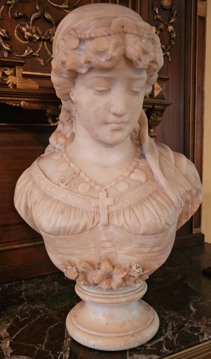 Carrera Marble Bust with Christian Symbols of Faith and Hope.
Pre Sale available text 850 508 3755