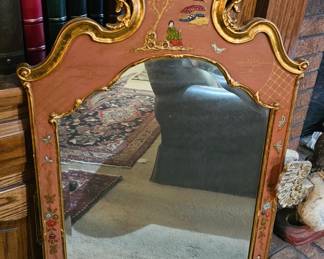 Gorgeous Salmon Pink Chinoiserie Mirror