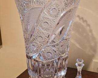 Signed Cut Glass Vase