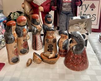 Hand-Painted Mexican Porcelain Nativity Set