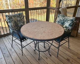 Mosaic Bistro Table + 2 Metal Chairs